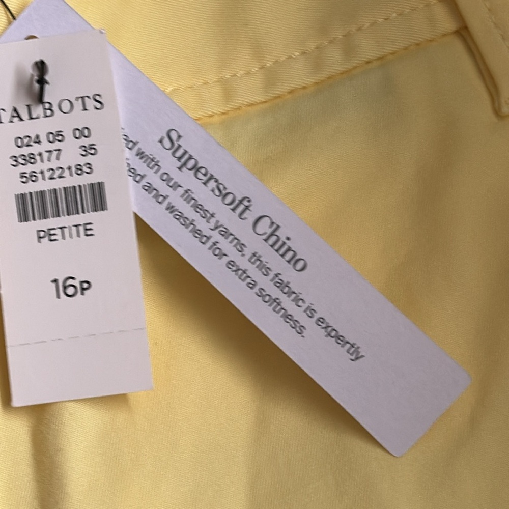 NEW Talbots 16 Petite relaxed chino pants women’s yellow below waist ankle $90 - Picture 5 of 8